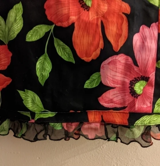 Spenser Jeremy Floral Dress Bright Pretty Ruffled Hem 10 Cotton Spandex - Picture 3 of 6